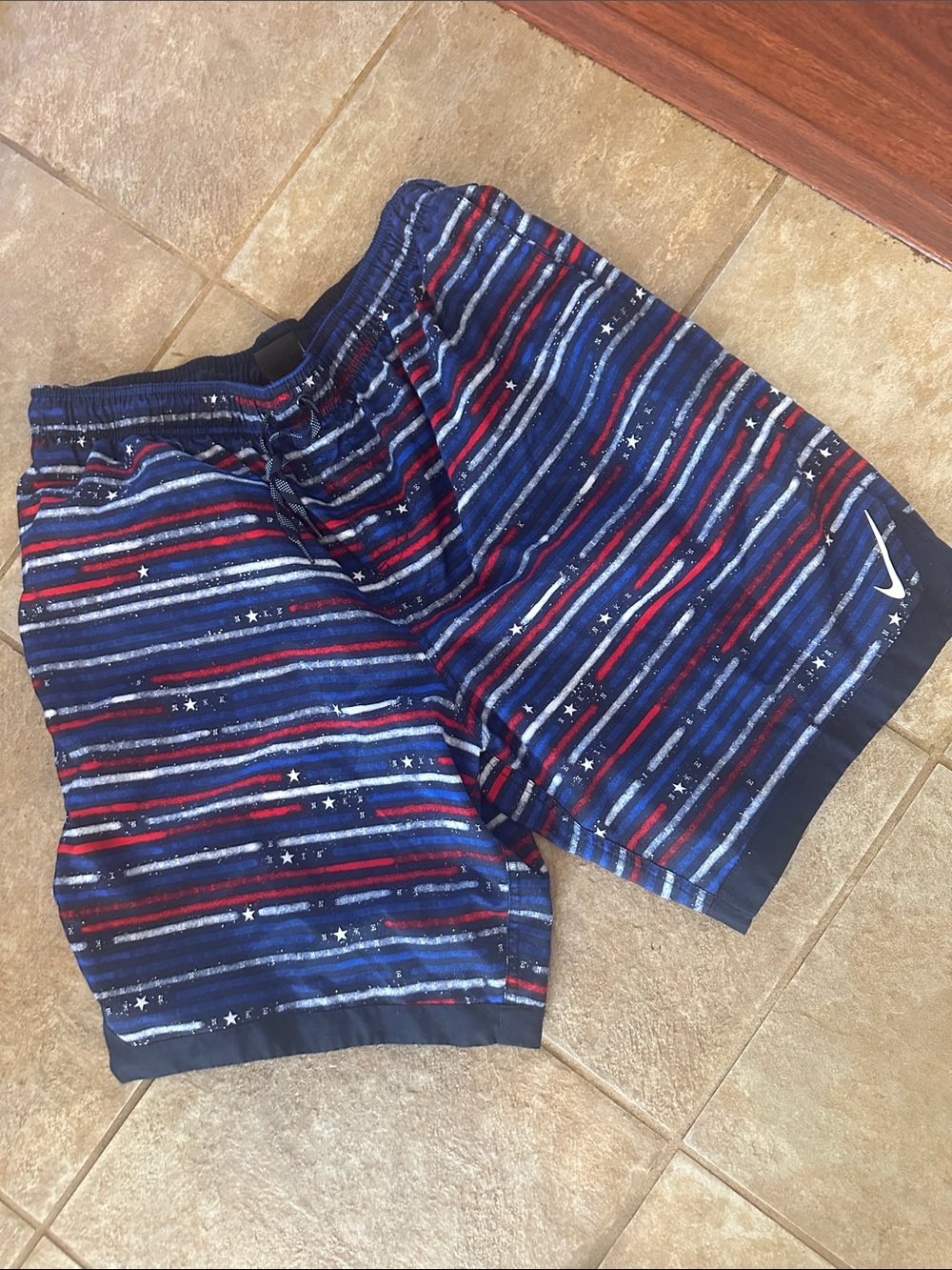 Nike Men's Red, White & Blue Striped Star Shorts